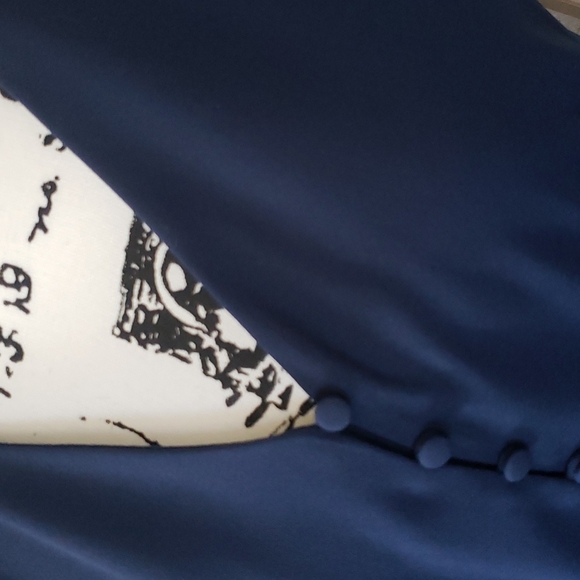 Madewell navy blue v-neck with button short sleeves wide leg romper 0 - Picture 4 of 11